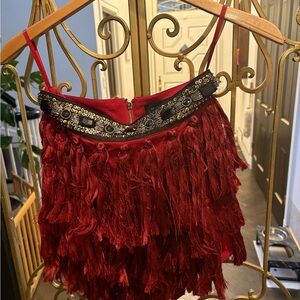 Fringe tassel Sequin Mini Skirt small festival concert Coachella English rose